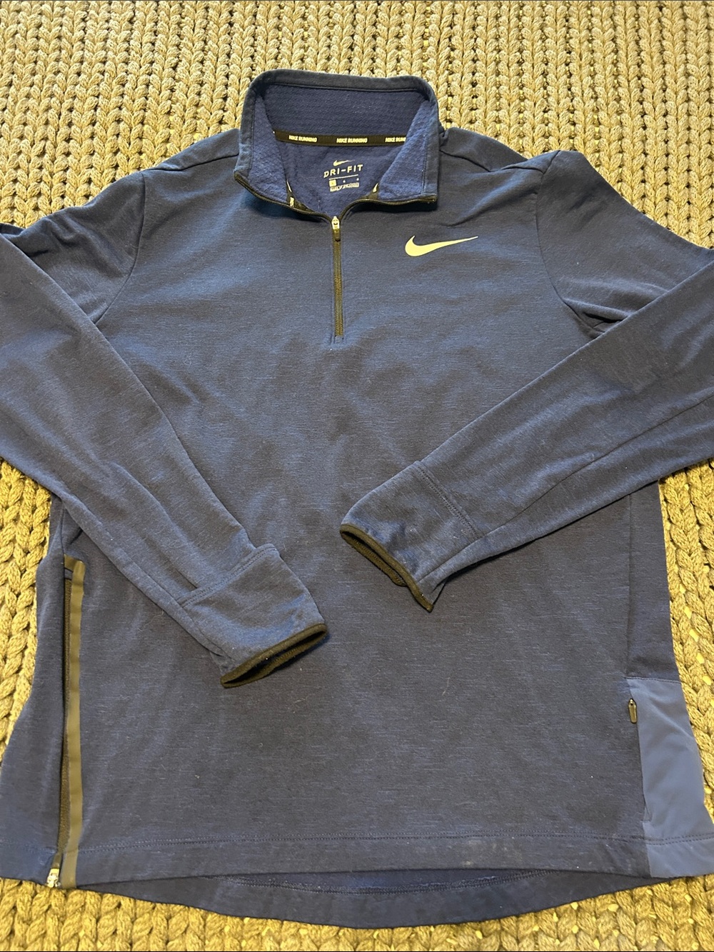 Nike Navy Half-Zip Dri-FIT Pullover with Yellow Swoosh